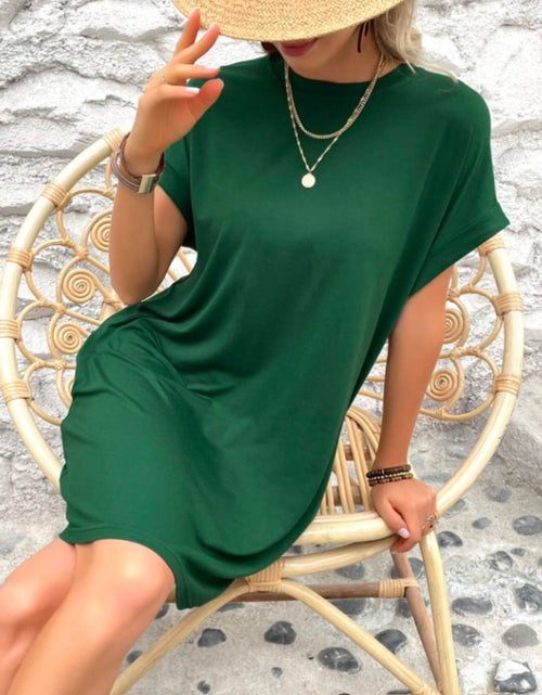 Load image into Gallery viewer, Round Neck Short Sleeve Mini Tee Dress with Pockets
