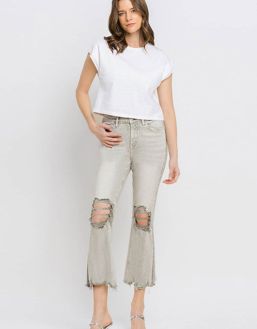Load image into Gallery viewer, Lovervet Distressed Raw Hem Cropped Flare Jeans
