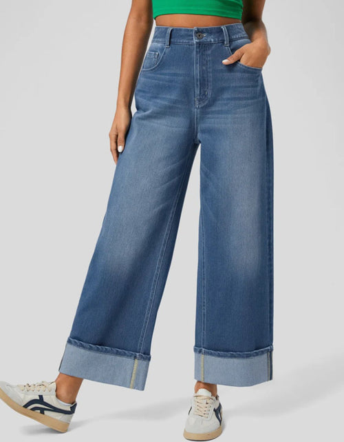 Load image into Gallery viewer, High Rise Rolled Straight Leg Jeans
