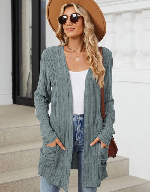 Load image into Gallery viewer, Pocketed Open Front Long Sleeve Cardigan
