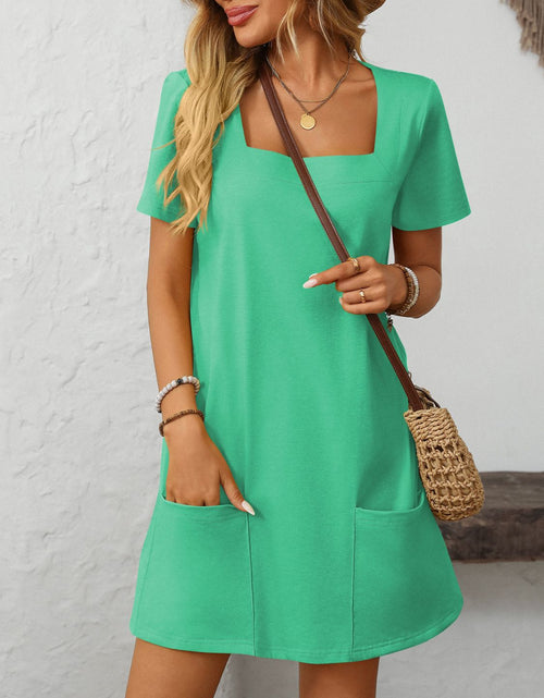 Load image into Gallery viewer, Mandy Square Neck Short Sleeve Mini Dress
