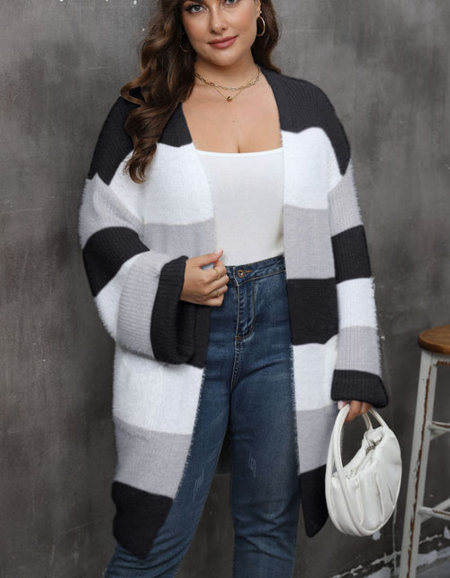Load image into Gallery viewer, Plus Size Open Front Long Sleeve Cardigan
