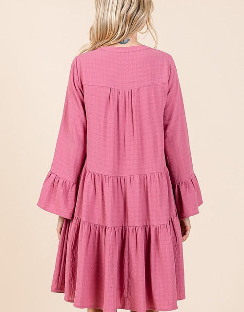 Load image into Gallery viewer, Mittoshop Tiered Notched Flare Sleeve Dress
