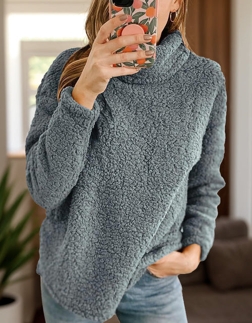 Load image into Gallery viewer, Fuzzy Turtleneck Long Sleeve Sweatshirt
