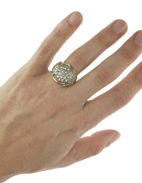 Load image into Gallery viewer, Vintage Men's Ring Clear Austrian Crystals 18k White or Yellow Gold Electroplated Made in USA by PVD Vintage Jewelry
