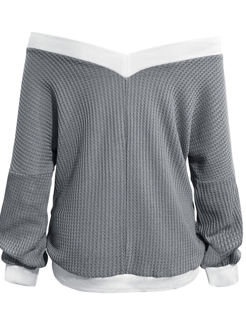 Load image into Gallery viewer, Contrast Trim Off-Shoulder Long Sleeve Sweatshirt
