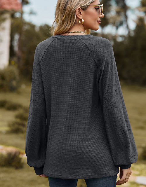 Load image into Gallery viewer, Eyelet Notched Raglan Sleeve T-Shirt
