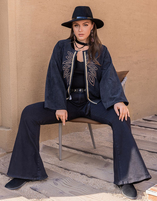 Load image into Gallery viewer, Plus Size Embroidered Open Front Jacket
