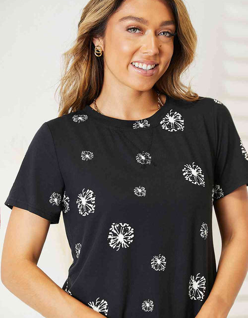 Load image into Gallery viewer, Double Take Dandelion Print Round Neck T-Shirt
