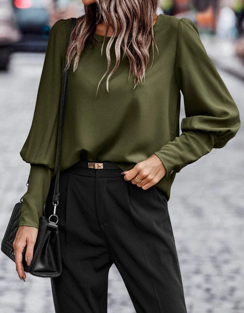 Load image into Gallery viewer, Round Neck Lantern Sleeve Blouse
