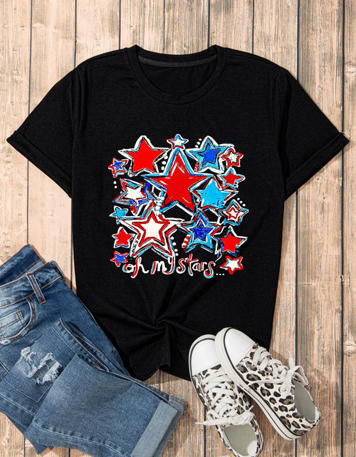 Load image into Gallery viewer, Graphic Round Neck Short Sleeve T-Shirt
