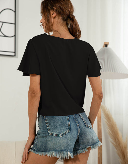 Load image into Gallery viewer, Decorative Button V-Neck Tied Blouse
