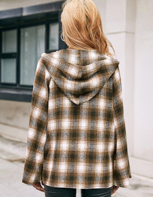 Load image into Gallery viewer, Ivy Lane Pocketed Plaid Long Sleeve Hooded Jacket
