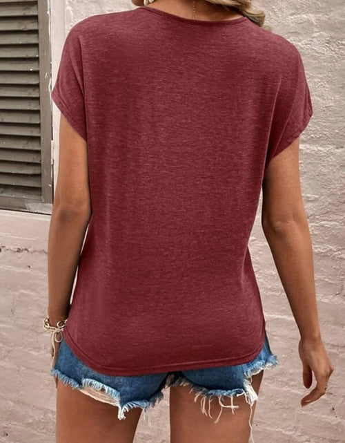 Load image into Gallery viewer, Full Size Lace Detail V-Neck Short Sleeve T-Shirt
