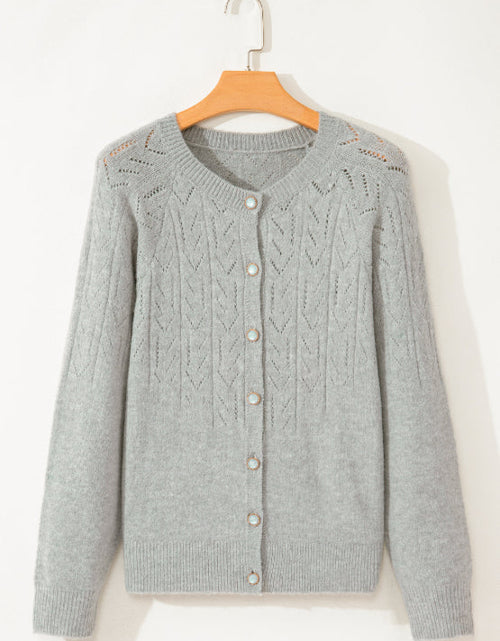 Load image into Gallery viewer, Openwork Button Down Long Sleeve Cardigan
