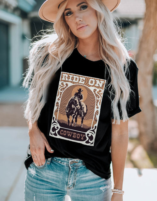 Load image into Gallery viewer, Graphic Round Neck Short Sleeve T-Shirt
