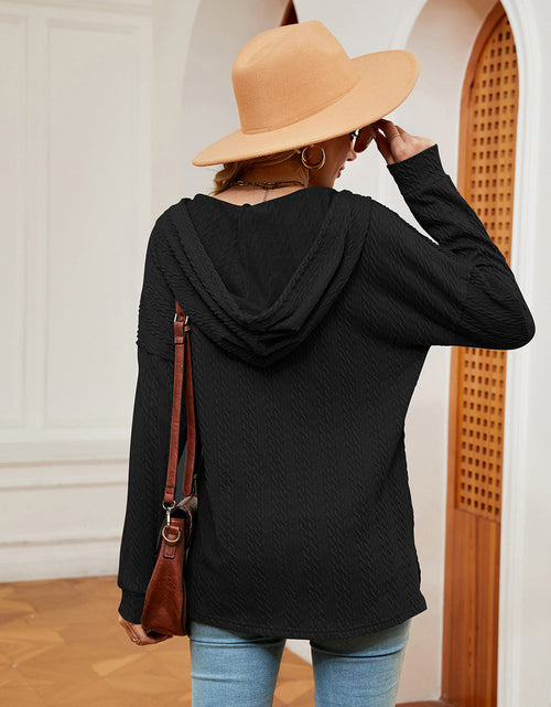 Load image into Gallery viewer, Half-Button Dropped Shoulder Hoodie
