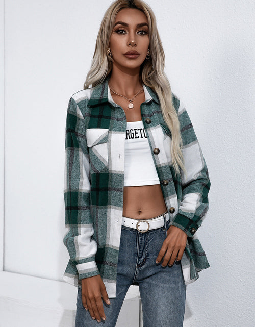 Load image into Gallery viewer, Ivy Lane Plaid Button Up Flannel Shirt
