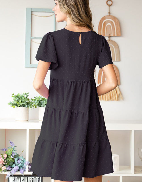 Load image into Gallery viewer, Heimish Swiss Dot Short Sleeve Tiered Dress

