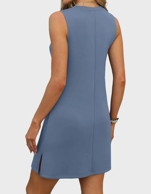 Load image into Gallery viewer, Slit V-Neck Sleeveless Mini Dress
