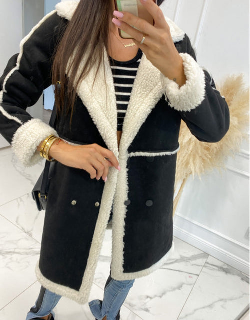 Load image into Gallery viewer, Lapel Collar Exposed Seam Buttoned Coat
