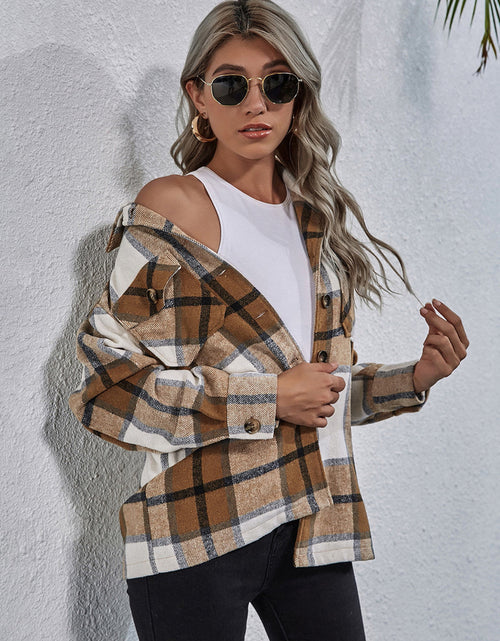 Load image into Gallery viewer, Plaid Button Down Collared Jacket
