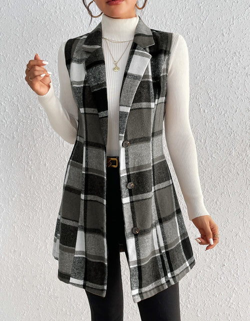 Load image into Gallery viewer, Honey Plaid Button Up Vest Coat
