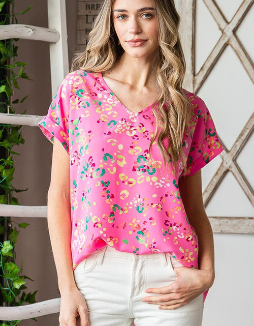 Load image into Gallery viewer, Heimish Full Size Animal print V-Neck Short Sleeve T-Shirt Plus Size
