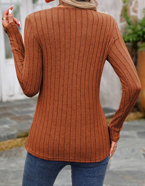 Load image into Gallery viewer, Decorative Button Round Neck Long Sleeve T-Shirt
