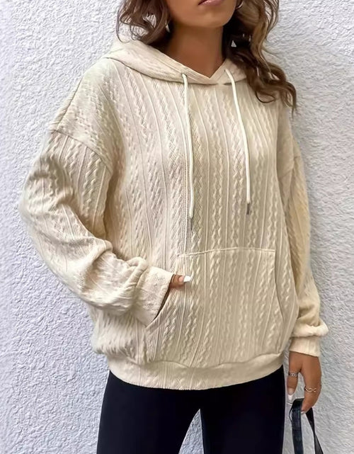 Load image into Gallery viewer, Drawstring Texture Long Sleeve Hoodie
