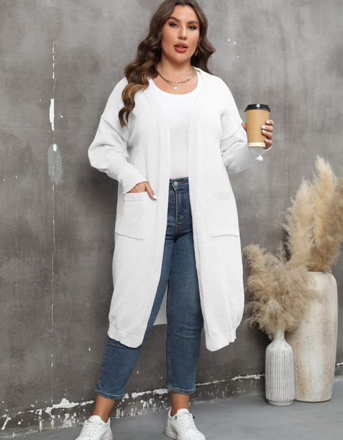 Load image into Gallery viewer, Plus Size Long Sleeve Pocketed Cardigan
