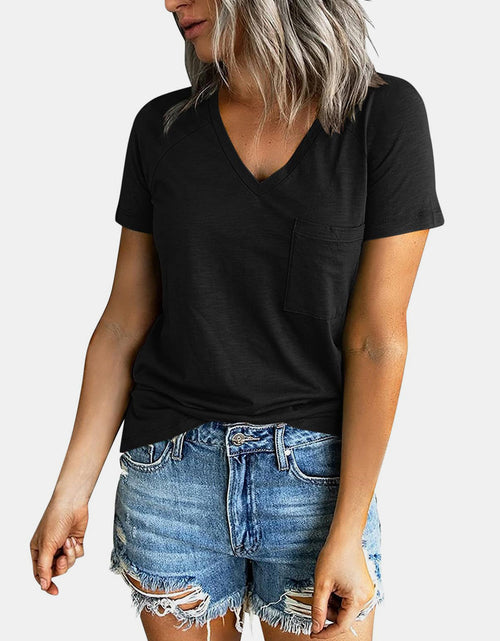 Load image into Gallery viewer, Pocketed V-Neck Short Sleeve T-Shirt
