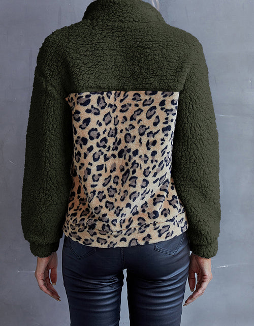 Load image into Gallery viewer, Ivy Lane Leopard Quarter-Snap Teddy Sweatshirt
