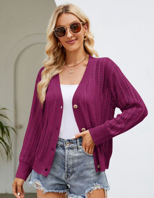 Load image into Gallery viewer, Button Down Ribbed Trim Cardigan
