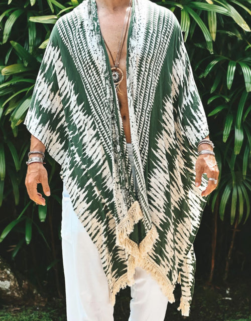Load image into Gallery viewer, Men's Full Size Fringe Open Front Cover-Up Plus Size
