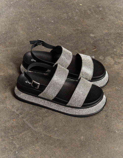Load image into Gallery viewer, Qupid  Shine On Platform Rhinestone Slingback Sandal
