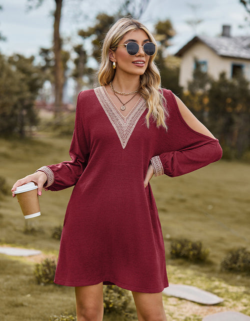 Load image into Gallery viewer, V-Neck Cutout Sleeve Mini Dress
