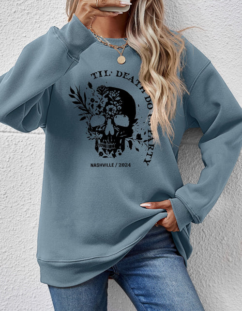 Load image into Gallery viewer, Graphic Round Neck Dropped Shoulder Sweatshirt
