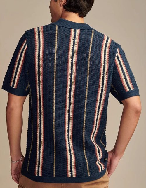 Load image into Gallery viewer, Men's Plus Size Striped Collared Neck Short Sleeve Shirt
