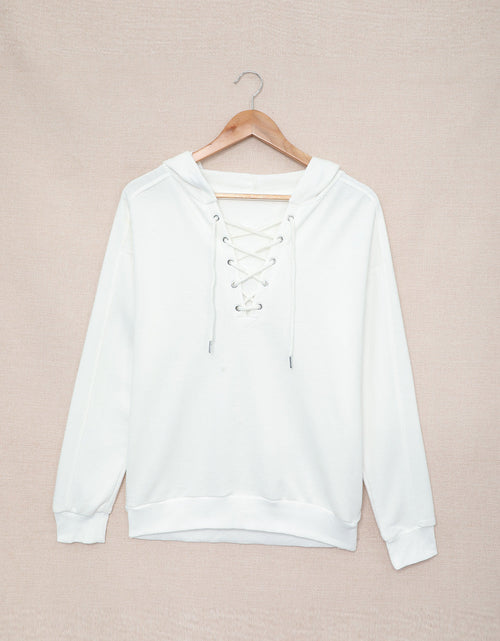 Load image into Gallery viewer, Lace Up Long Sleeve Hoodie
