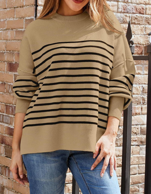 Load image into Gallery viewer, Striped Round Neck Long Sleeve Sweatshirt
