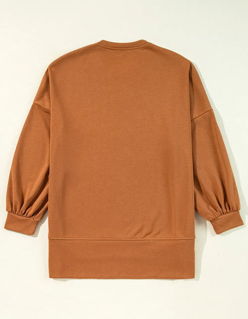 Load image into Gallery viewer, Sequin Letter Graphic Notched Long Sleeve Sweatshirt

