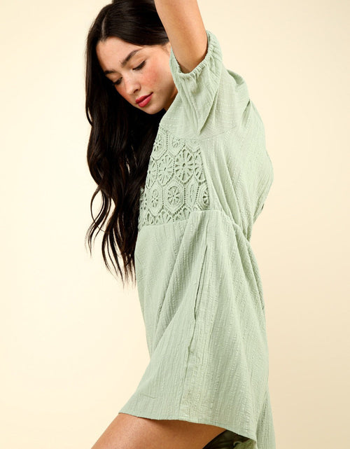 Load image into Gallery viewer, VERY J Lace Detail Puff Sleeve Romper with Pockets
