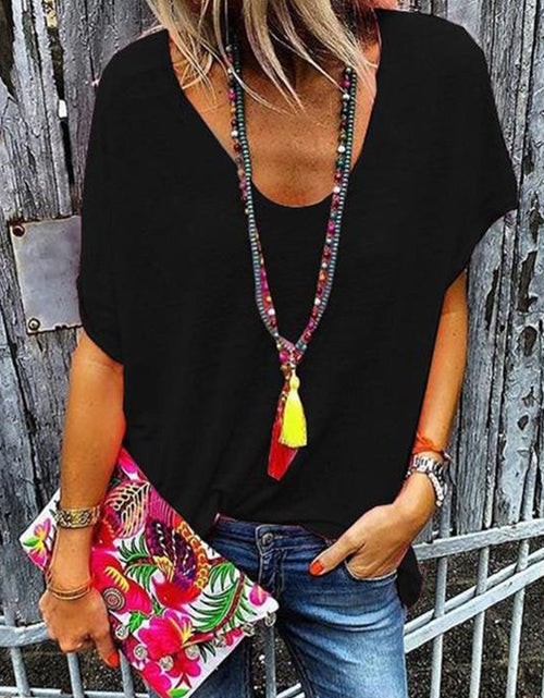 Load image into Gallery viewer, Full Size Scoop Neck Short Sleeve T-Shirt
