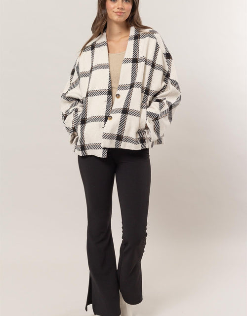 Load image into Gallery viewer, HYFVE Plaid Long Sleeve Jacket with Side Slit Pockets
