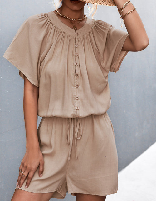 Load image into Gallery viewer, Buttoned Gather Detail Romper
