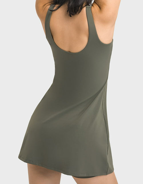 Load image into Gallery viewer, Millennia Square Neck Sports Tank Dress with Full Coverage Bottoms
