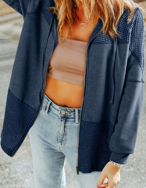 Load image into Gallery viewer, Zip-Up Drawstring Hooded Jacket
