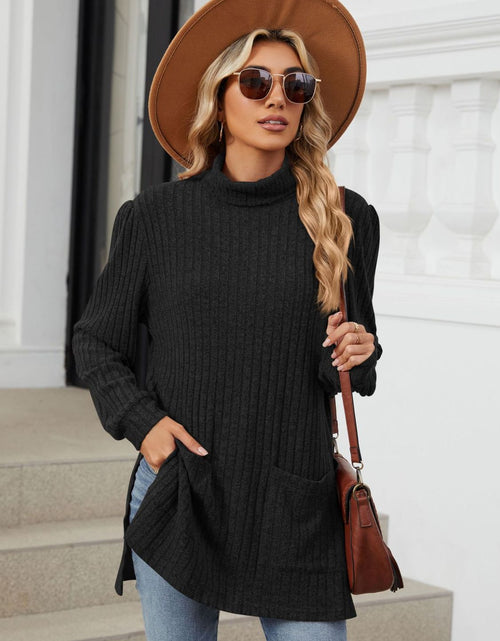 Load image into Gallery viewer, Slit Mock Neck Long Sleeve T-Shirt
