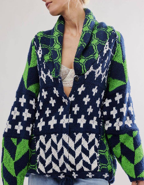 Load image into Gallery viewer, Collared Neck Long Sleeve Cardigan
